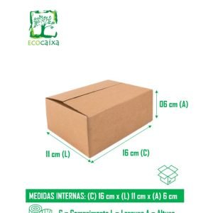 Caixa de Papelão Sedex 16cm (C) X 11cm (L) X 6cm (A) - Kit Com 300 unidades