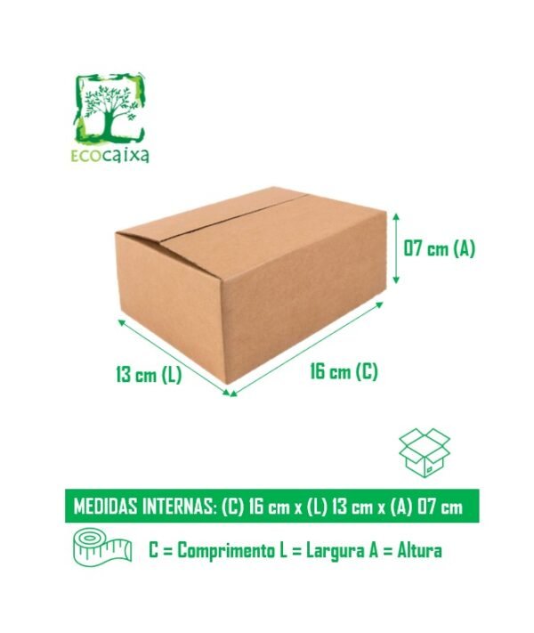 Caixa de Papelão Sedex 16cm (C) X 13cm (L) X 7cm (A) - Kit Com 300 unidades