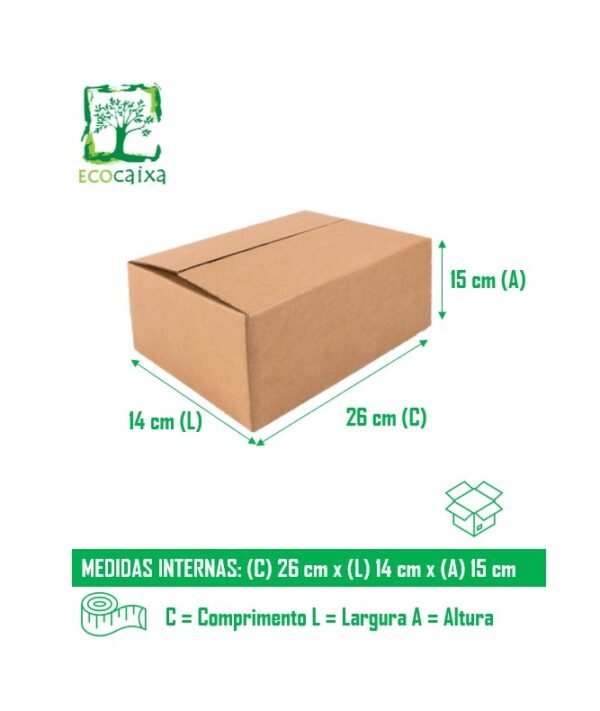 Caixa de Papelão Sedex 26cm (C) X 14cm (L) X 15cm (A) - Kit Com 125 unidades